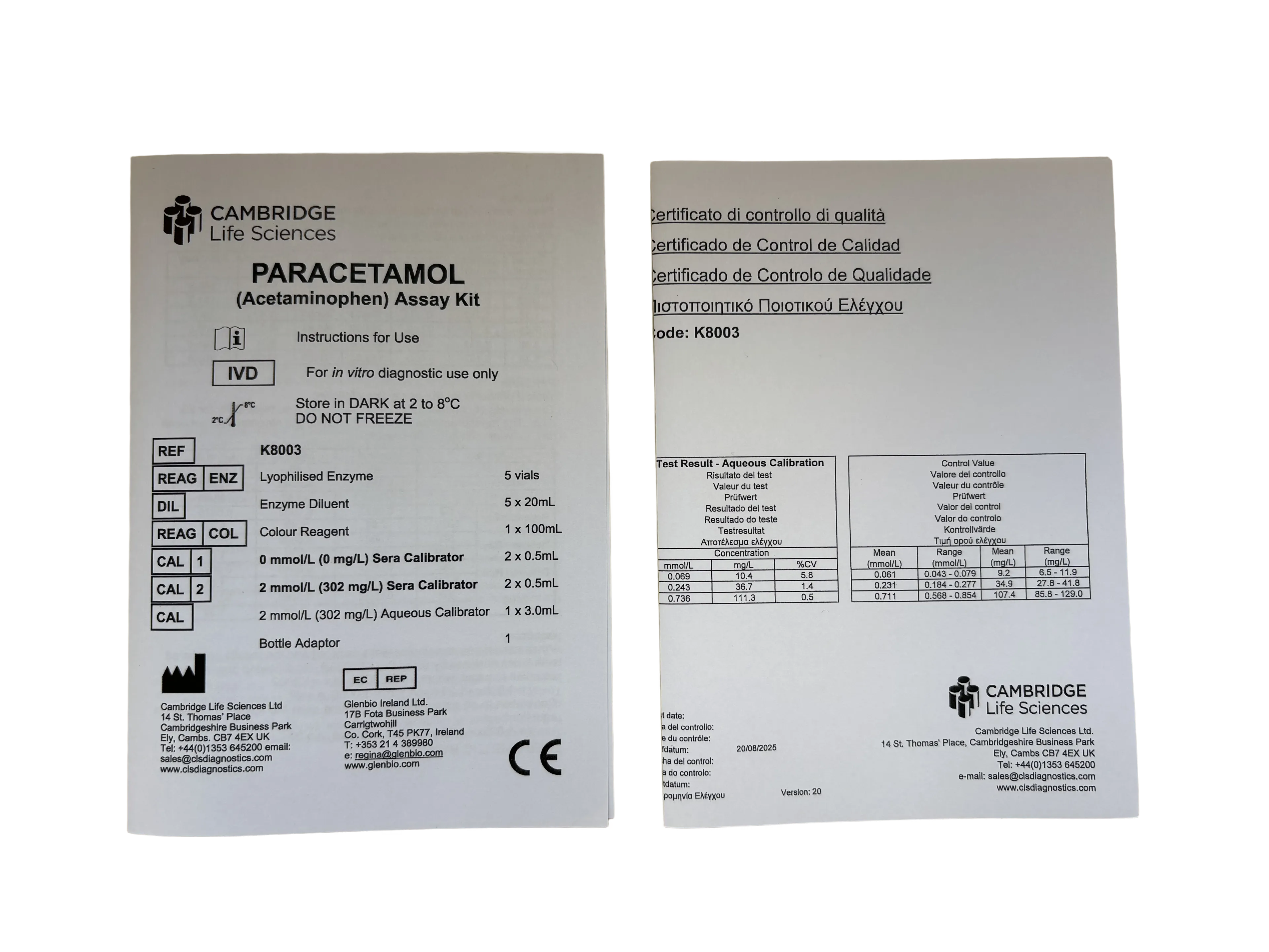 Paracetamol (Acetaminophen) Assay Kit K8003