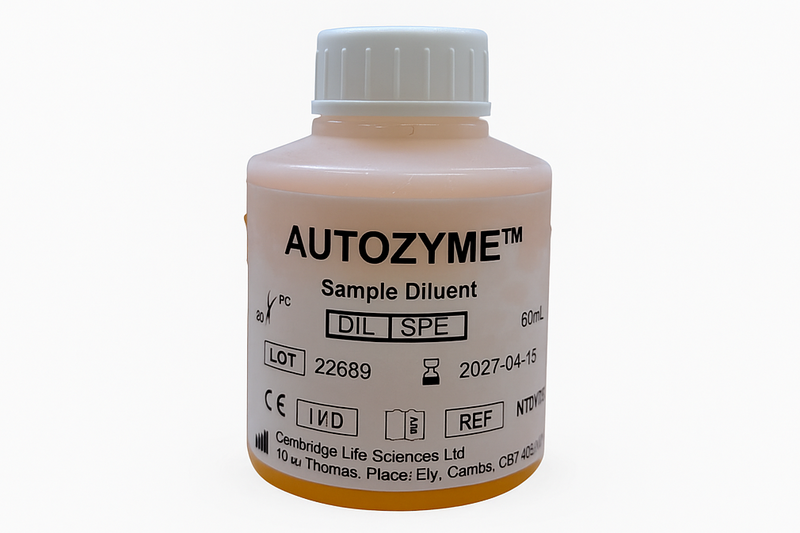 Bottle of Autozyme Sample Diluent on a white background