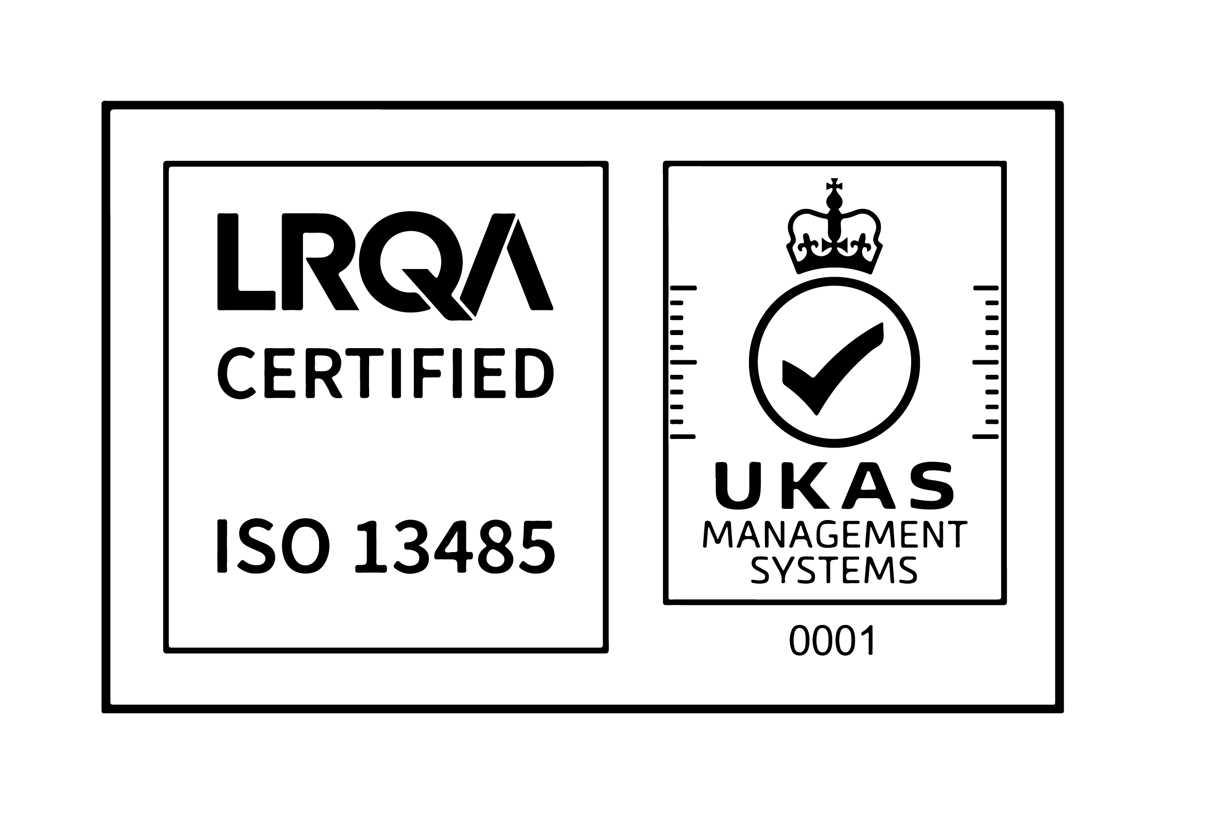 UKAS AND ISO 13485 BLACK OUTLINED